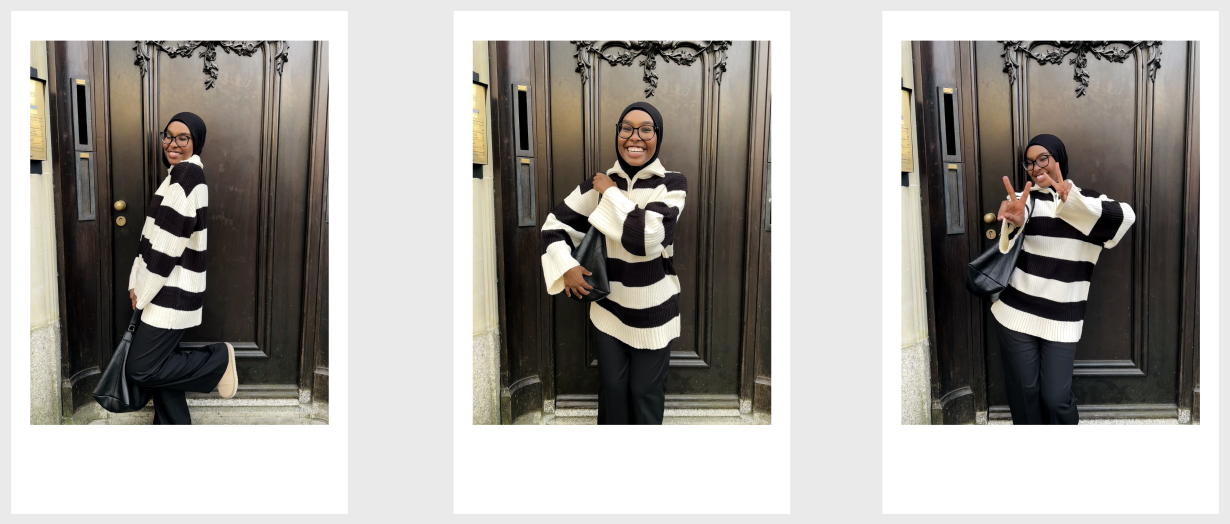 Drie foto's op elkaar gestapeld als polaroids